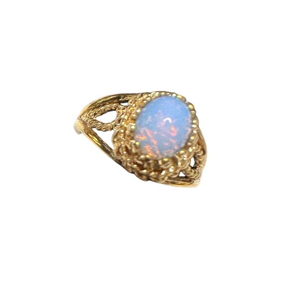 Joseph Esposito Vintage Opal 12 Kt Gold Electroplate Ring Size 6 - Picture 11 of 13